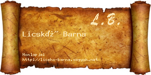 Licskó Barna névjegykártya
