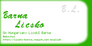 barna licsko business card